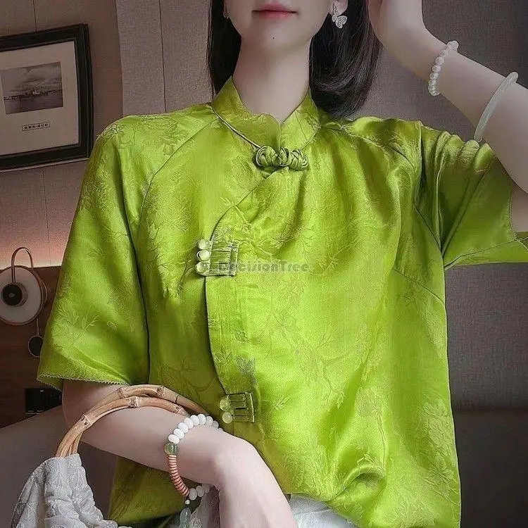 

Traditional cheongsam blouse elegant qiapo shirts short sleeve chinese qipao tops vintage clothing cheongsam blouse