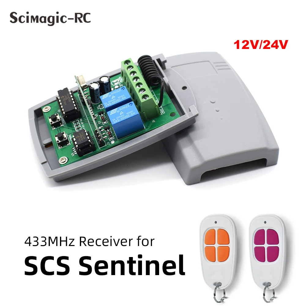 2CH 12V 24V SCS SENTINEL Receiver Gate Remote Control Controller Garage Door Opener 433mhz 433.92 Receiver For SCS Transmitter