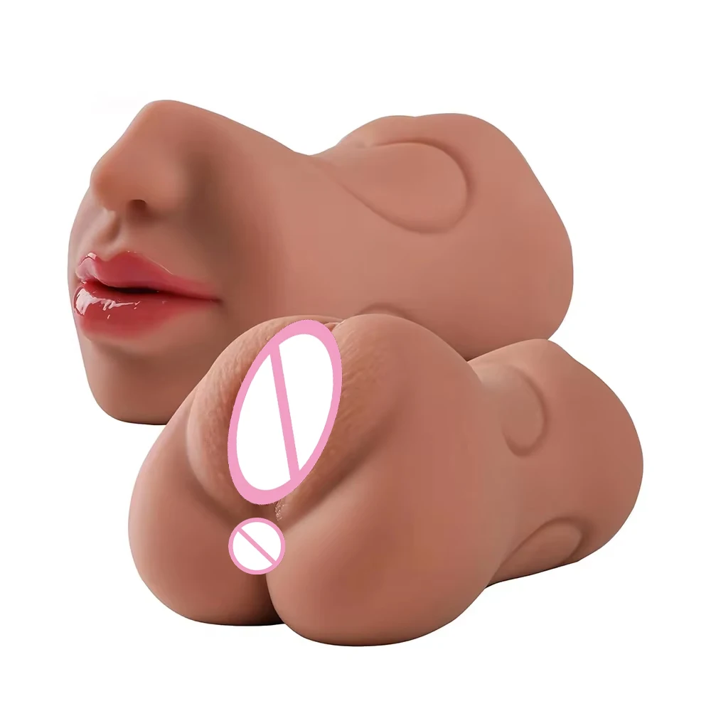 3in1 Band teeth mouth vagina anal plug male masturbator cup deep throat silicone dildo moves masturbation pleasure toys for men