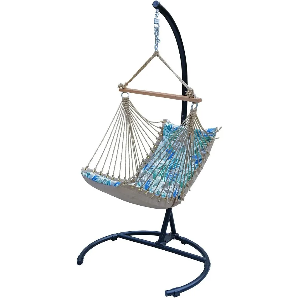 Hammock Chair with Spreader Bar, Padded Swing Chair for Outdoor Swing, Comfortable Hanging Seat - Oasis Chambray