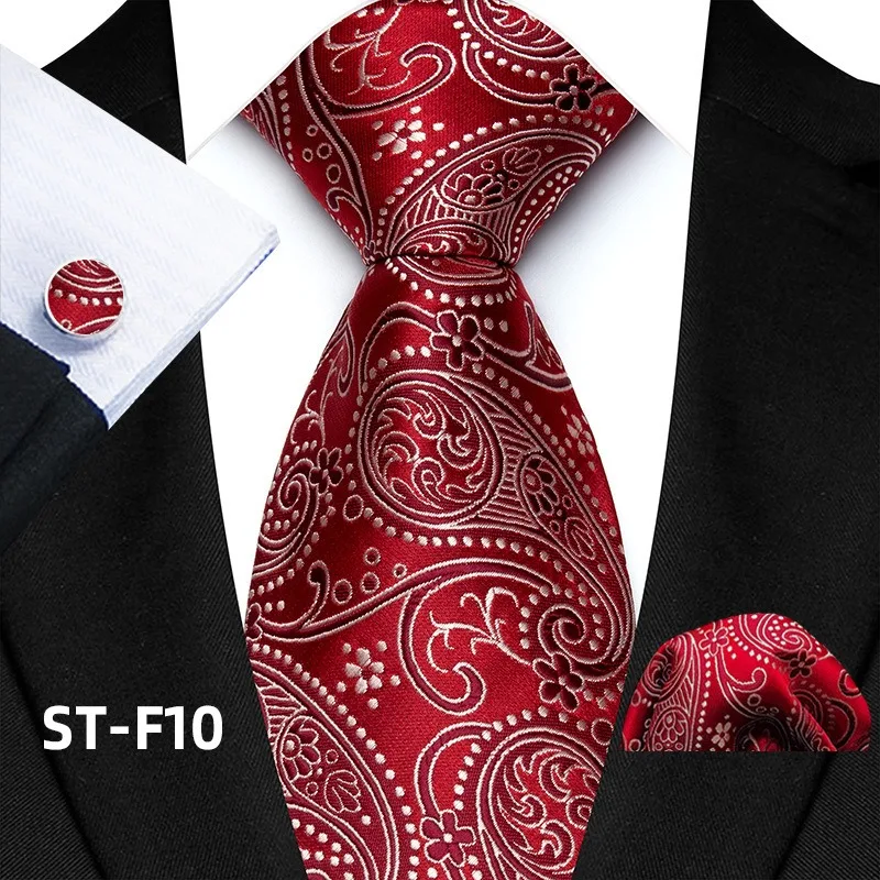 Florales Paisley-Krawattenset für Herren, Vintage-Krawatte, Taschentuch, Manschettenknöpfe, Set für Herren, klassische Anzugaccessoires, hochwertige Gravata – Detail 15