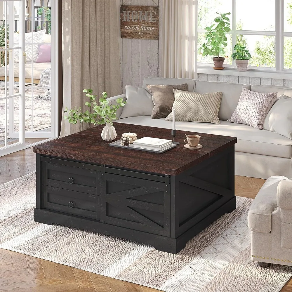39.4'' Lift Top Coffee Table with Storage Farmhouse Coffee Table for Living Room