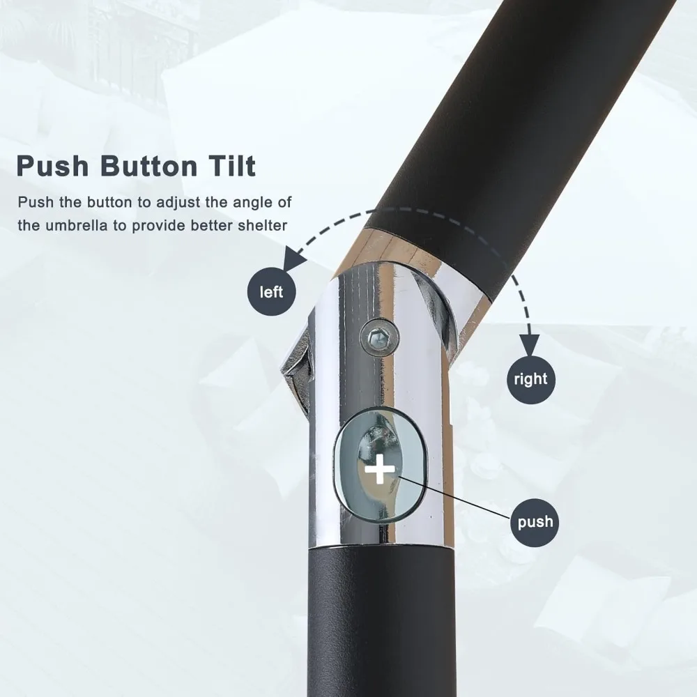 مظلة فناء باللون الرمادي الفاتح بطول 7.5 أقدام للطاولات الخارجية مع كرنك وإمالة