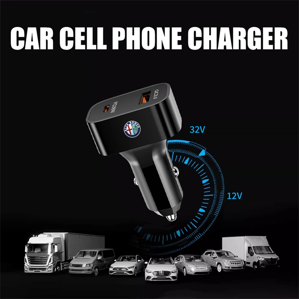 

Мини-автомобильное зарядное устройство, автомобильный адаптер для быстрой зарядки PD USB Type C, автоматическое зарядное устройство для мобильного телефона Alfa Romeo Tonale 159 MITO Disco Giulia