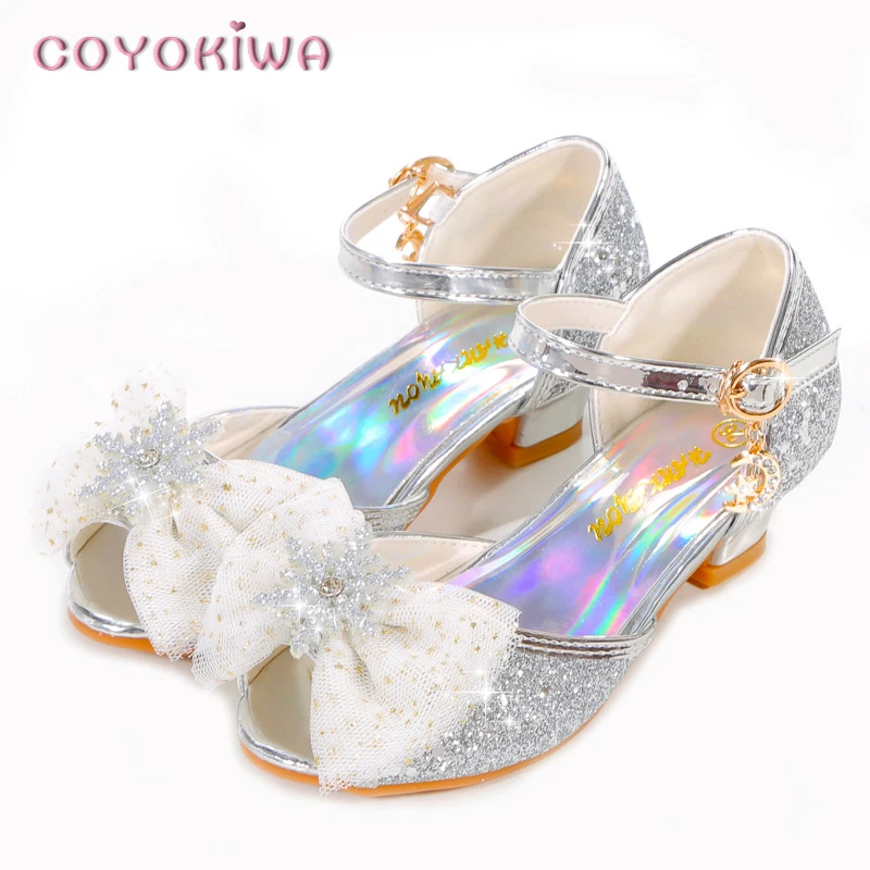 Toddler Girls Summer Costume Sandals Kids Rainbow Princess Party Shoes with Low Heel Child Dress Strap Glitter Sequin Shoes