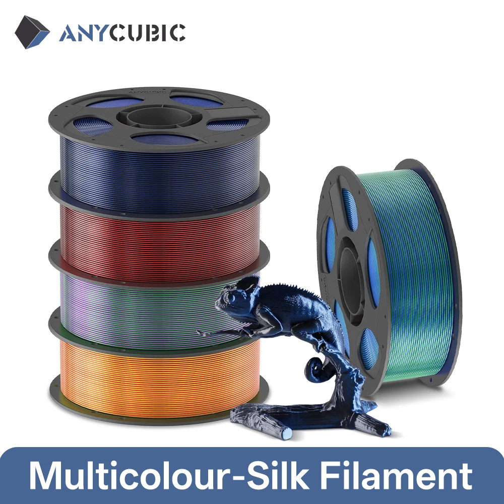 

ANYCUBIC Silk PLA Dual-Color Tri-Colo 1.75mm PLA Filament 1KG For FDM 3D Printer Shine Bright Multicolor 3D Printing Material