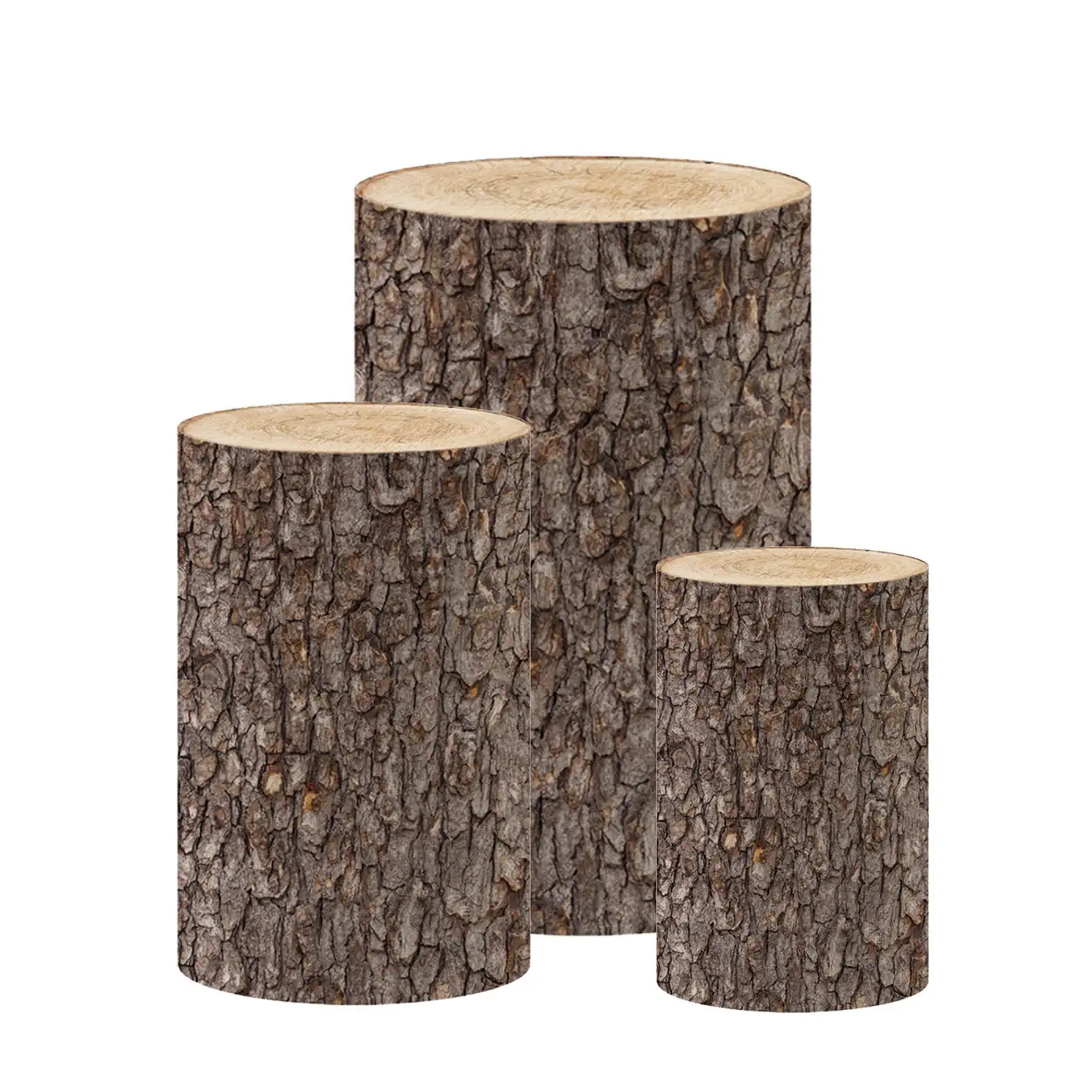 Mehofond Custom Cylinder Cover Backdrop Rustic Wood Texture Birthday Party Plinth Cake Dessert Pedestal Background Decor Elastic