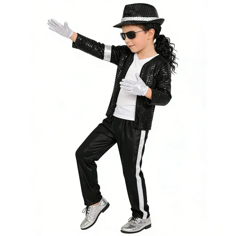 2026 Michael Jackson Cosplay Costume  Halloween Cosplay Birthday Party Dance Performance Costume Pop Star Boys Girls Outfits view 3