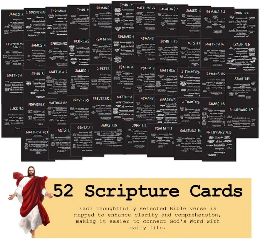 52 carte delle scritte Versetti della Bibbia per ogni settimana dell'anno Versetto della Bibbia Schede di memoria Insegnamento della scuola domenicale Regali della Bibbia cristiana