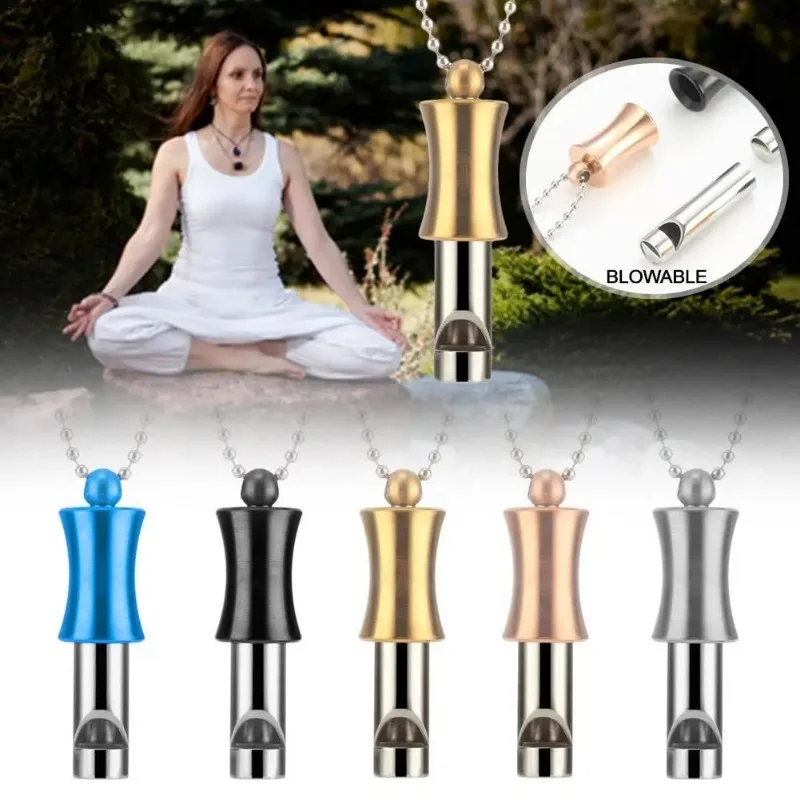 Ожерелья с подвеской для декомпрессии осознанности из нержавеющей стали, йога, медитация движения, регулировка дыхания, свисток, герцовые аудио ювелирные изделия