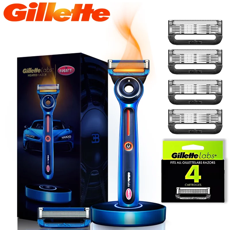 Gillette labs heated razor Bugatti Veyron series Gillette labs Men's Shaver Set 5-layer razor blade Stainless steel material