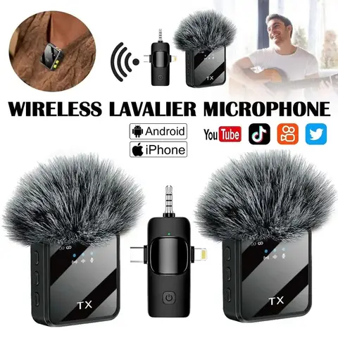 Microfono lavalier wireless, adatto per Apple Android che carica il microfono portatile con cancellazione del rumore per podcast