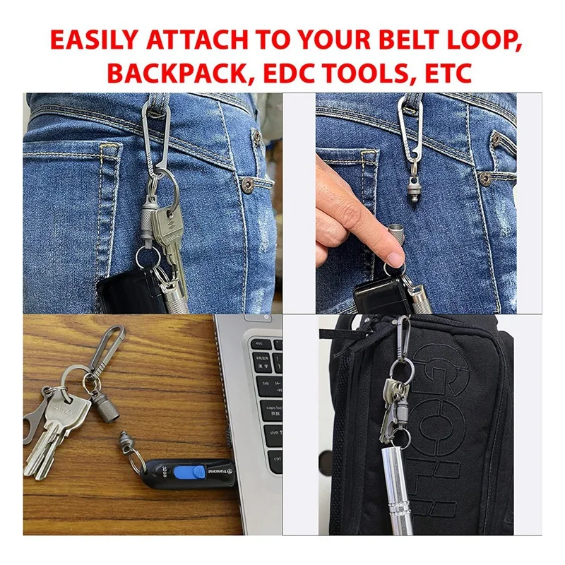 Imagem -05 - Liberação Rápida Keychain Conjunto com Carabiner Titanium e Chaveiros-advanced Titanium Clipe Giratório de Rotação de 360 Graus