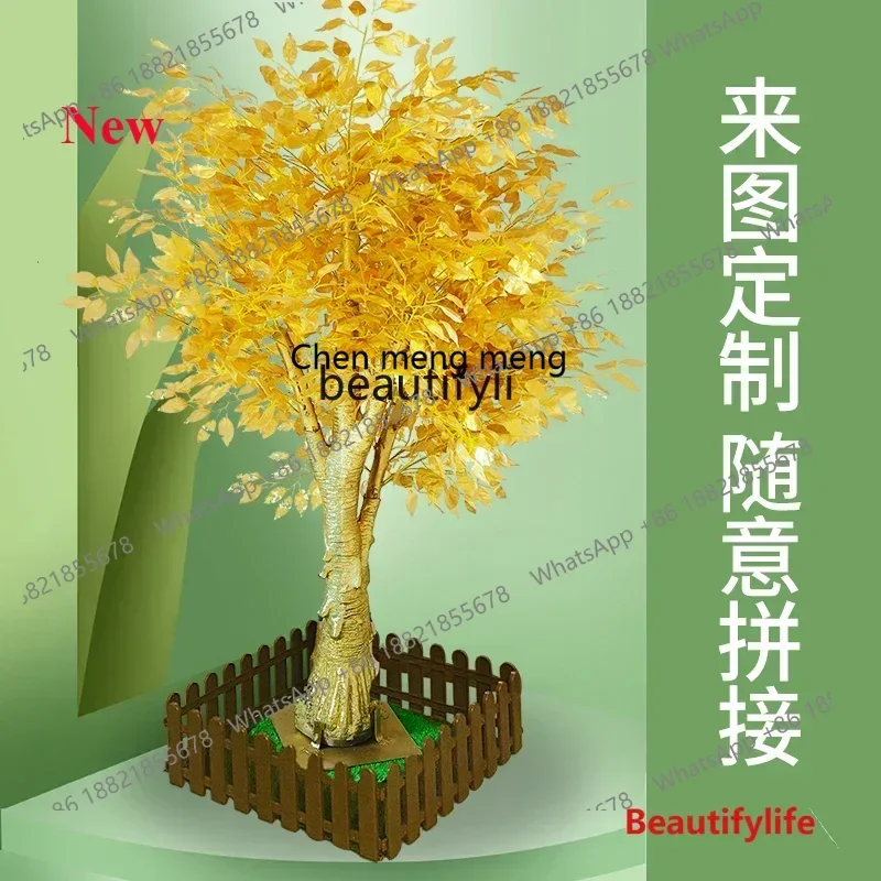 cn8350 LHY Simulation  Banyan Wishing Tree Golden Tree New Year Money   Fake  Simulation Gold Gold   Hall Mall Pachira