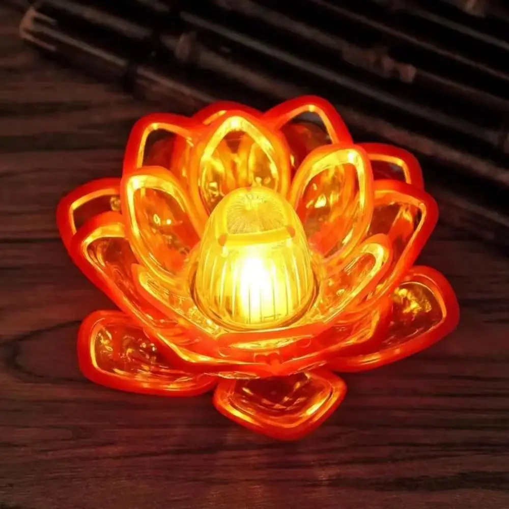 Realistic Flicker LED Flameless Candle Soft LED Light Source Button Battery Powered Lotus Candle Lamp Portable Size