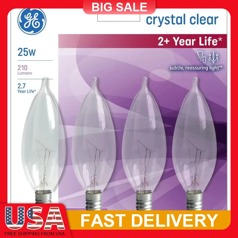 

4Pack 25W E12 Candelabra Base Light Bulbs Soft White 2500K Dimmable 210 Lumens Chandelier Bulbs for Home Lighting