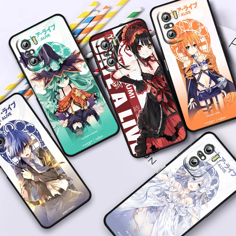 Anime DATE A LIVE For Xiaomi Redmi Note 12 11E 11S 11 11T 10 10S 9 9T 9S 8 8T Pro Plus 4G 5G Black Phone Case