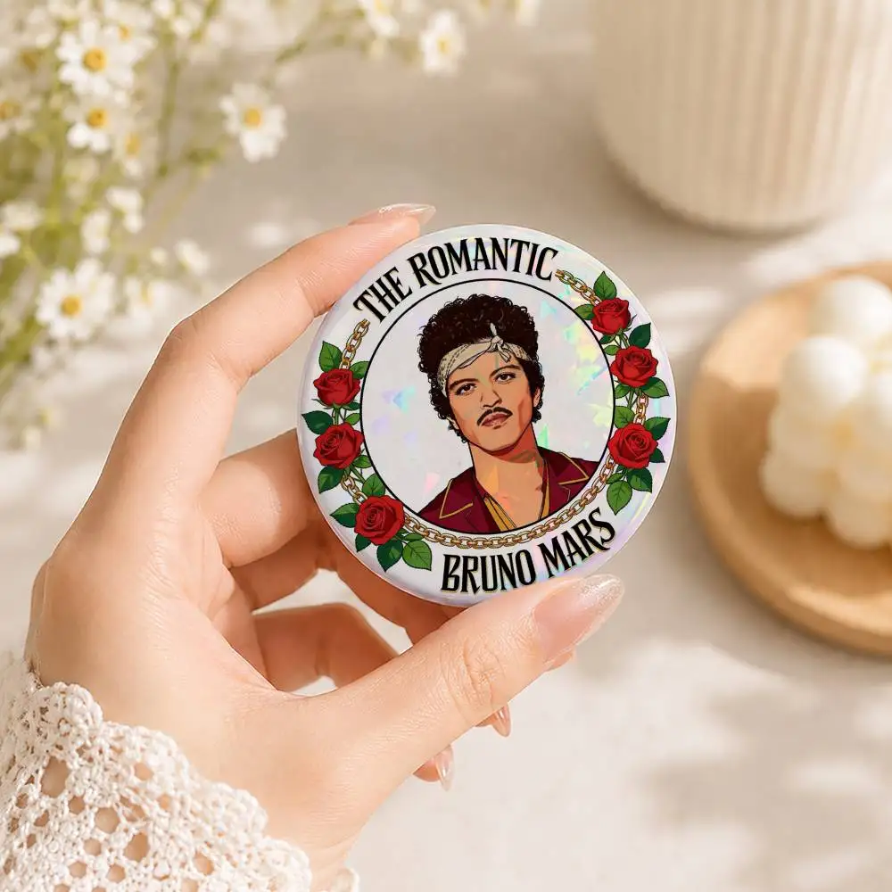 The ROMATIC B-Bruno Mars Badges Brooches Personalized Tinplate Enamel Pins Creativity Printed Pictures Text Metal Lapel Gift