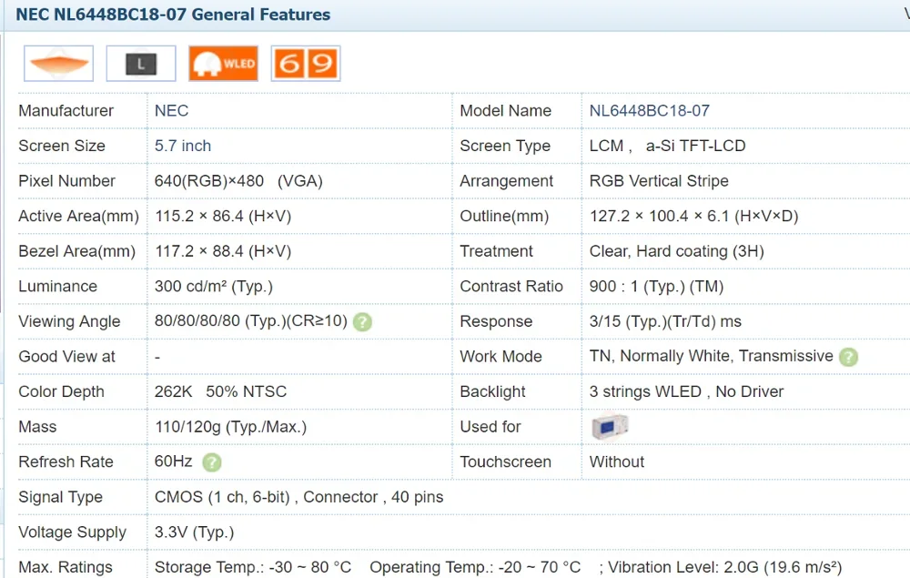 NL6448BC18-07 Промышленный ЖК-дисплей с диагональю 5,7 дюйма, новый и оригинальный на складе, протестирован перед отправкой