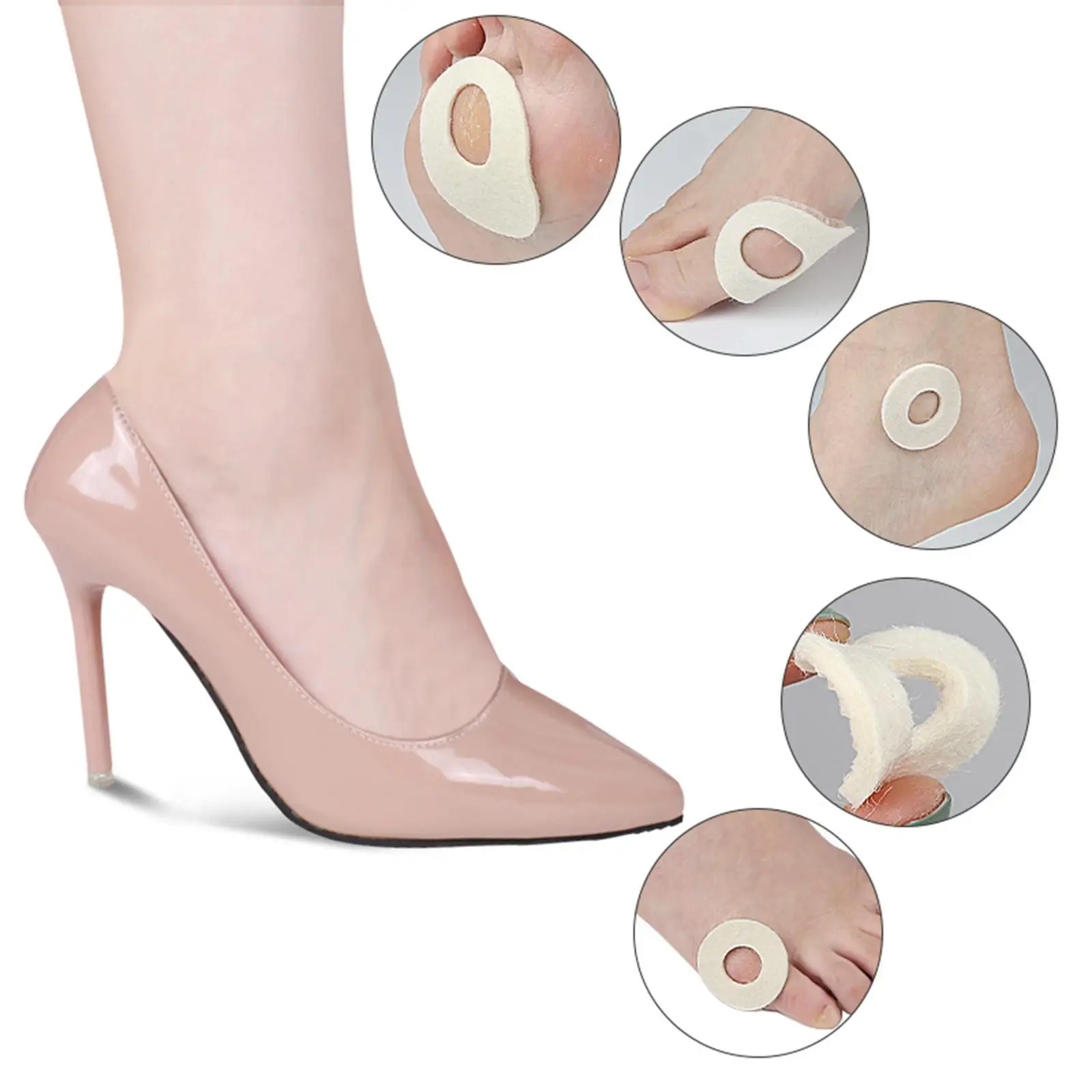 6Pcs Felt Foot Callus Cushions Easy Fit Skin Friendly Comfortable Waterproof