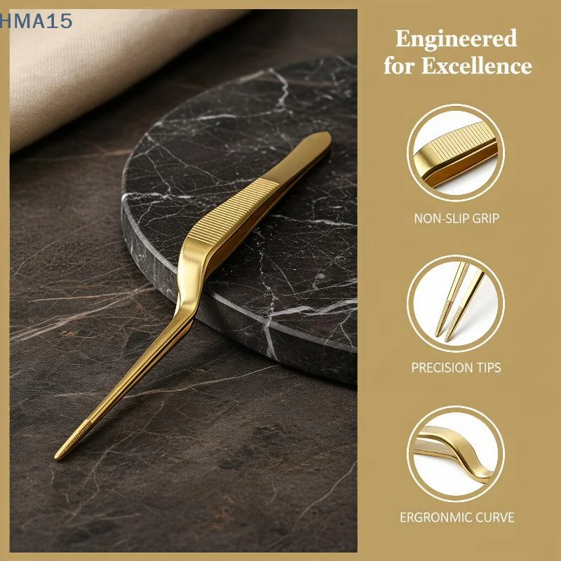Precision Elbow Cooking Tweezers Titanium Made Durable Corrosion Resistant for Commercial Kitchen Cold Plate Styling Sushi Maki