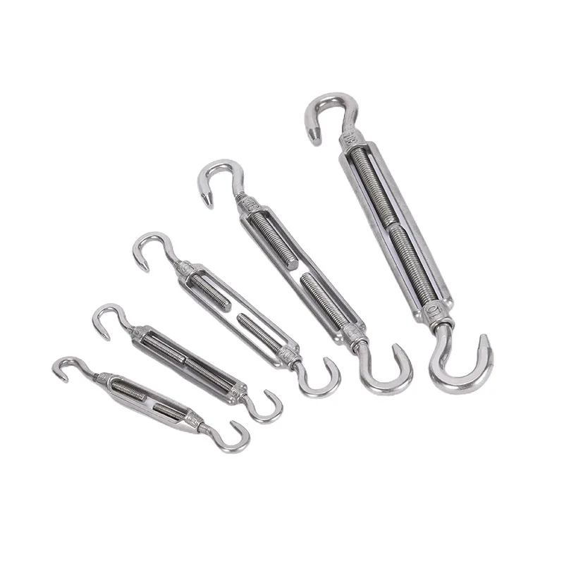 

304 Stainless Steel European Style Hook & Hook M6 Turnbuckles Adjustable Wire Rope Tensioners Pack of 5