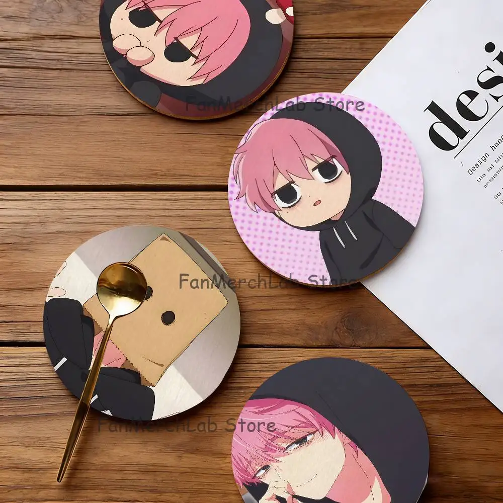 

T-Tamon Anime Fukuhara Wood Coaster Set - Heat Resistant For Tea & Coffee, Home Cafe Decor Holiday Gift