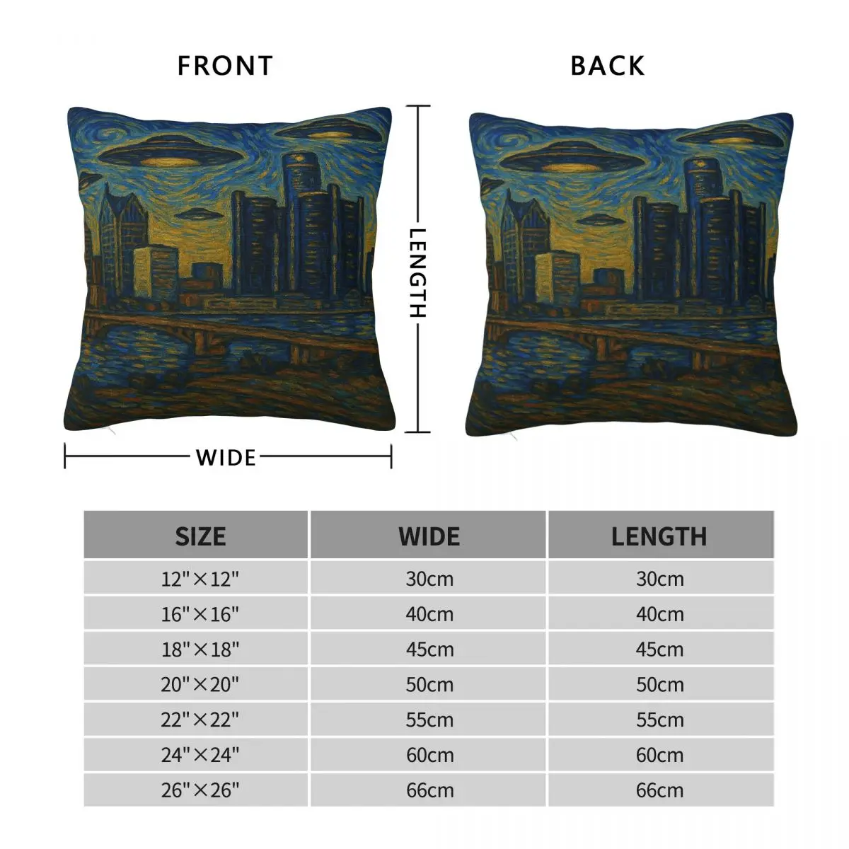 Motor City Starry Night Detroit Square Pillowcase Polyester Linen Velvet Pattern Zip Decor Throw Pillow Case Car Cushion Cover