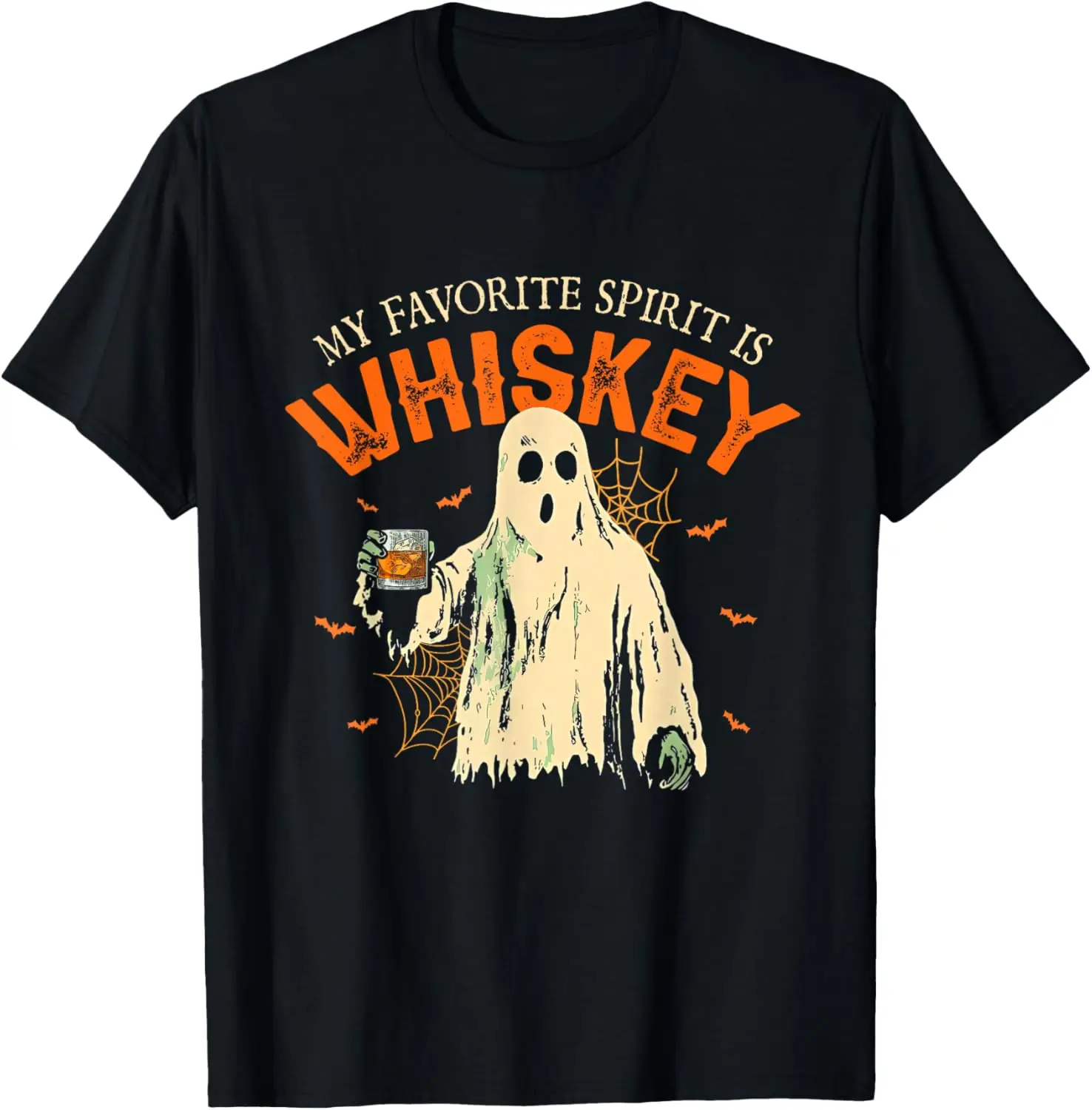 My Favorite Spirit Is Whiskey Funny Ghost Halloween Costume T-Shirt