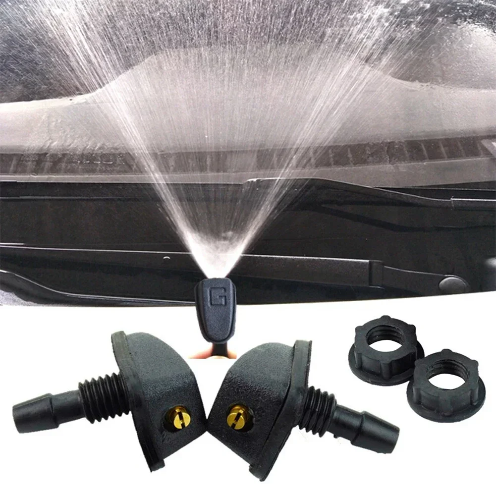 2 Pcs Car Adjustment Car Front Windshield Wiper Nozzle Jet Sprayer Kits Sprinkler Water Fan Spout Cover Washer Outlet Universal