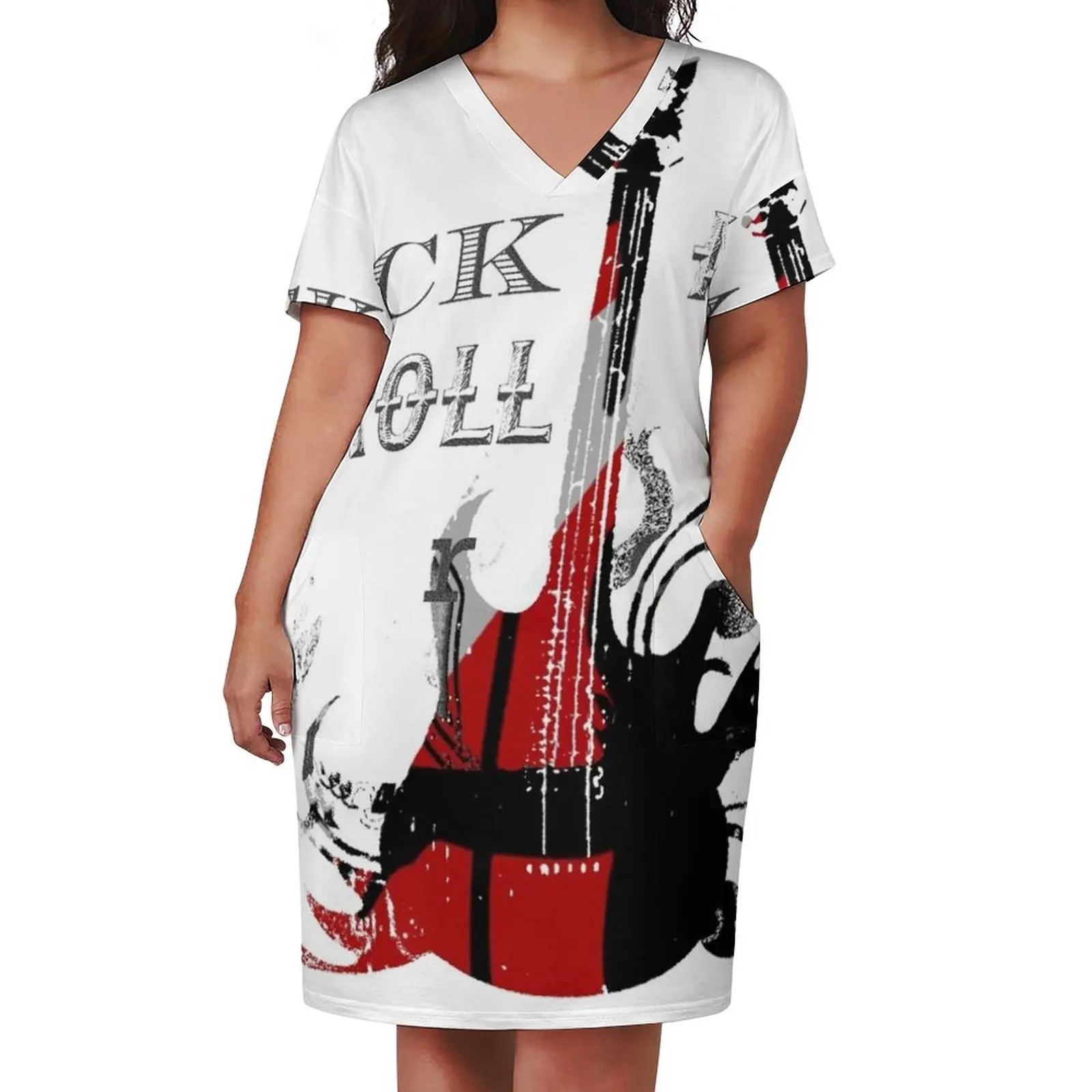 Rock and Roll Loose Pocket Dress beach outfits for women Long veiled dresses