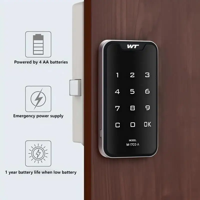 M-1703 공공 장면 용 IC 카드 비밀번호 잠금 터치 키보드 표시 등 아연 합금 재질 사용 도어 두께 20MM