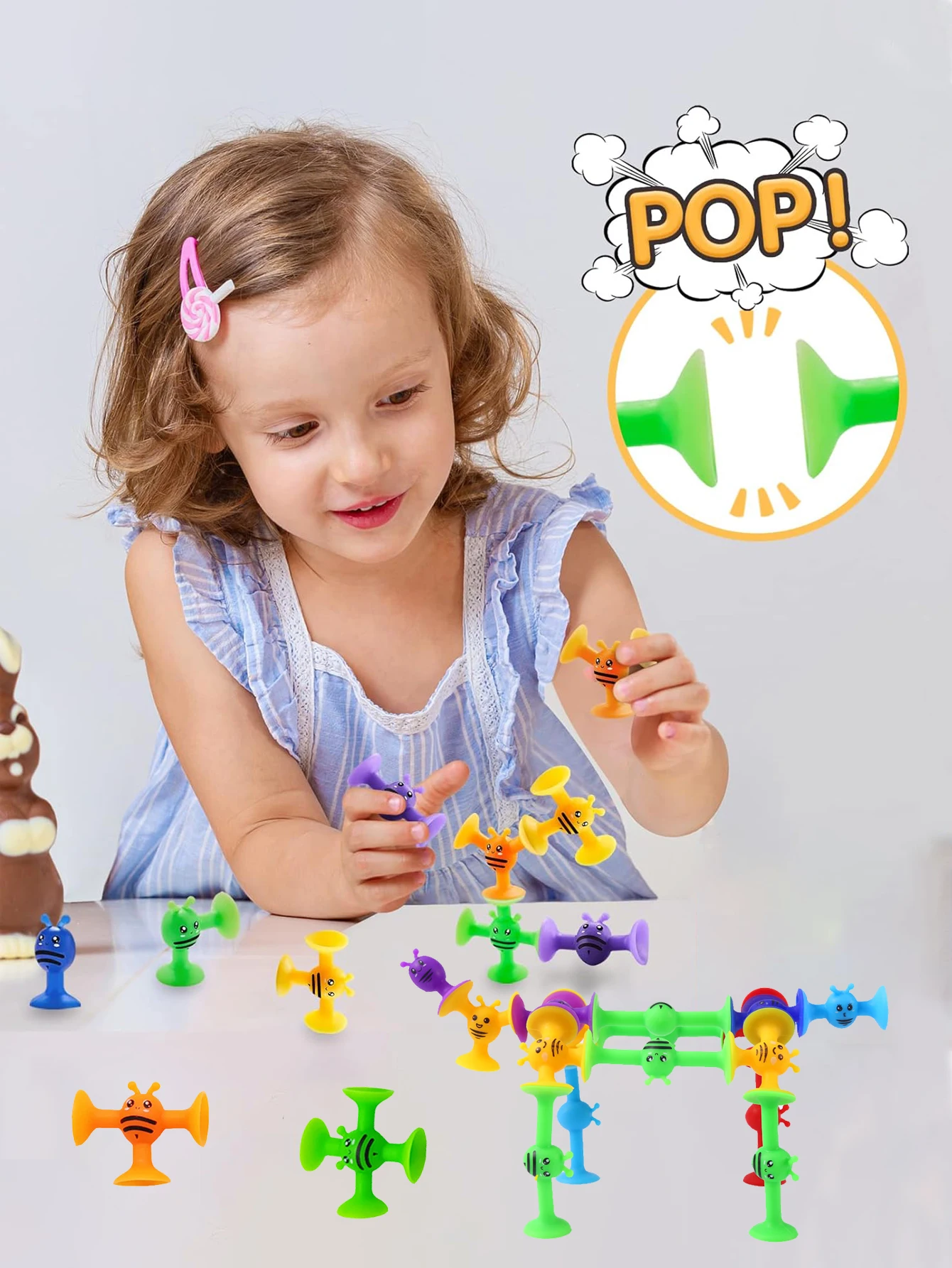 38 Stück Bienen-Saugnapf-Spielzeug mit Dinosaurier-Eierschalen-Aufbewahrung, Badefenster-Reisespielzeug, interaktives Eltern-Kind-Spiel, Geschenk für Kinder – Detail 5