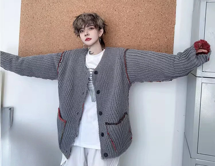 Cardigan sfumato di moda Top Uomo 2025 Autunno Inverno Nuovo colore abbinato a doppia faccia Indossare giacca maglione Maglieria allentata alla moda