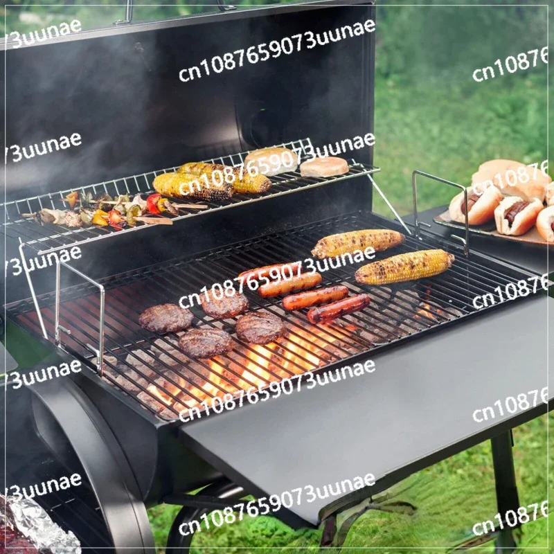 double barrel charcoal barbecue grill American outdoor barbecue grill courtyard charcoal stove smoked grill