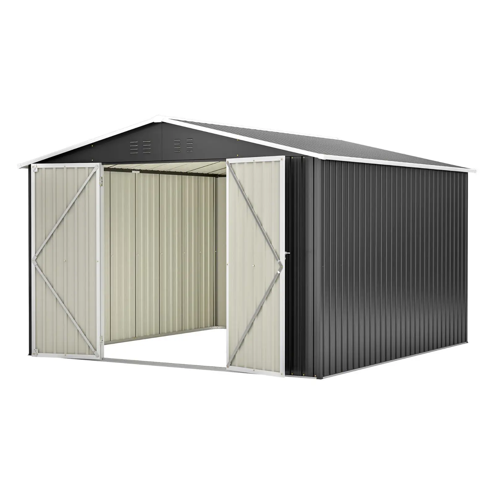 Outdoor Storage Shed 10x10 FT, Utility Metal Tool Storage with Lockable