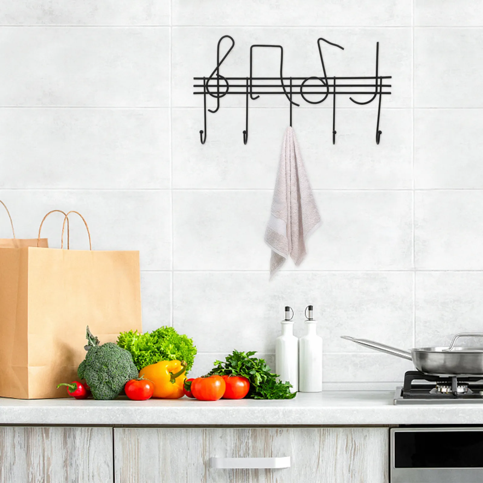 Decorative Key Holder Nordic Music Note Shape Wall Mounted Hook Multi-Functional Small Key Rack for Home Organization