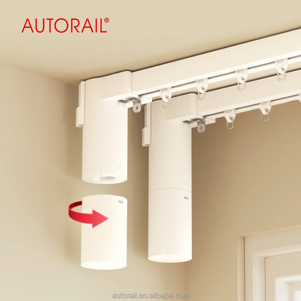 Smart Automatic Zigbee Tuya Control Motorized Track Electric Battery Rechargeable Rail Drapery System Curtain Motor
