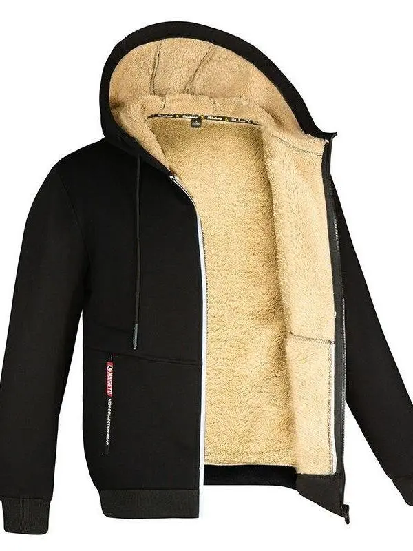 

New Men's Fce Lined Thiened Hooded Open Cardigan Sweatirt Warm Casual Sportswear Winter Outerwear Stand Fit Bright ...