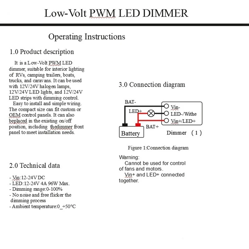 Universal Dimmer Switch 12-24V Low Voltage Light Strip Dimmer For LED RV Lights Interior, Truck Ceiling Lights Strip