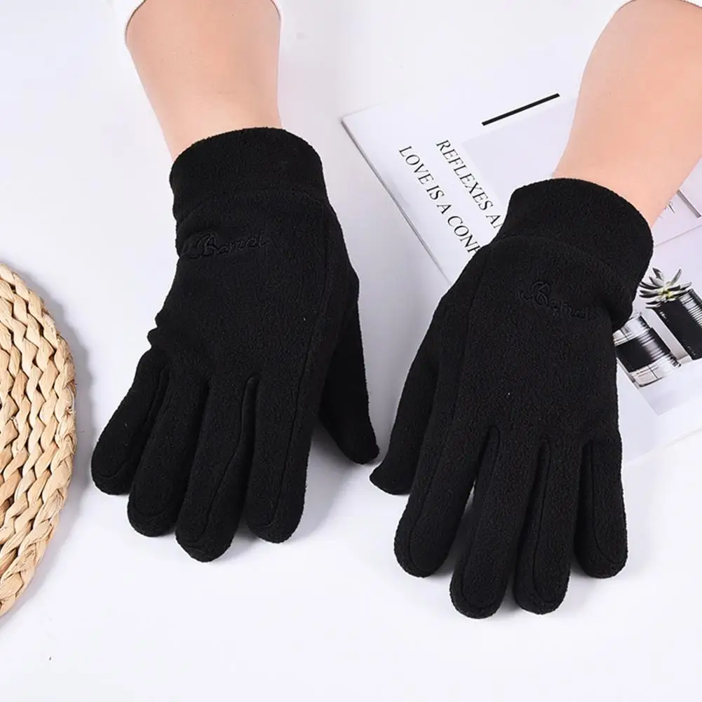 

Velvet Lined Gloves Windproof Polar Fleece Gloves for Men Women Warm Outdoor Cycling Driving Gloves with Non-slip Soft Thickened