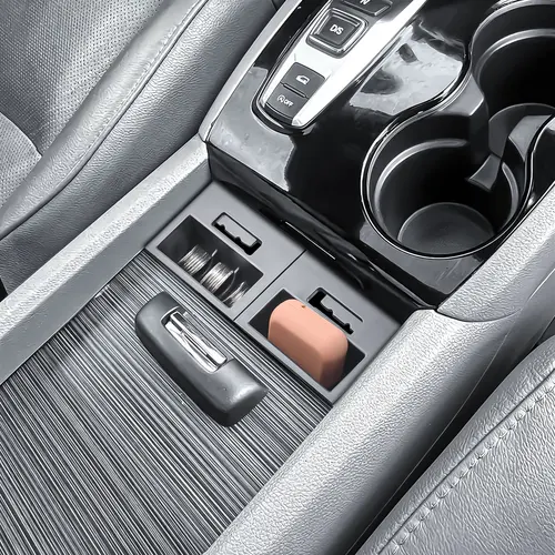 Imagen 2 del producto Caja de almacenamiento de cambio de marchas de consola central para Honda Pilot 2016-2022, adaptador para Cable de teléfono, organizador de almacenamiento de monedas de consola central