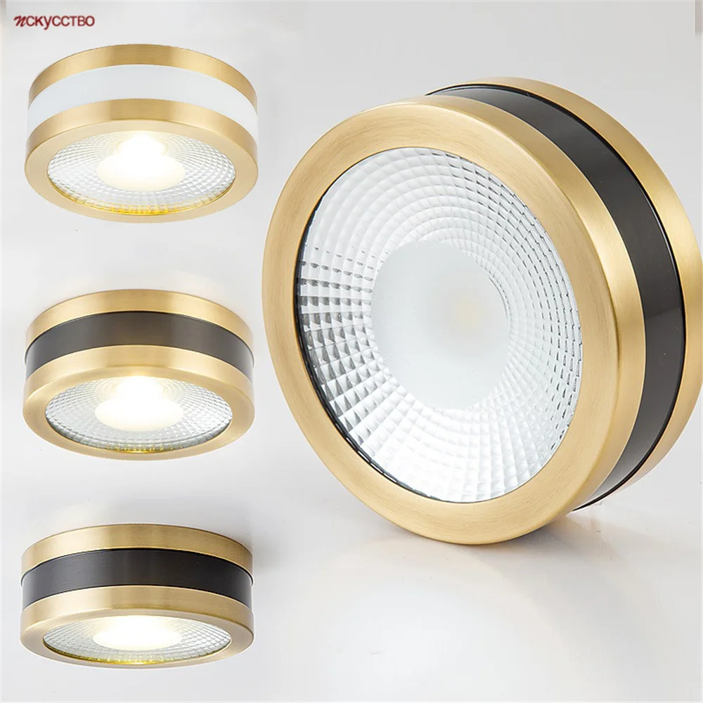 

Copper Ultra-Thin Exposed Ceiling Light Led Cob 5W 7W 9W 12W 110V 220V Living Room Aisle Corridor Home Decoration Lamp Fixtures