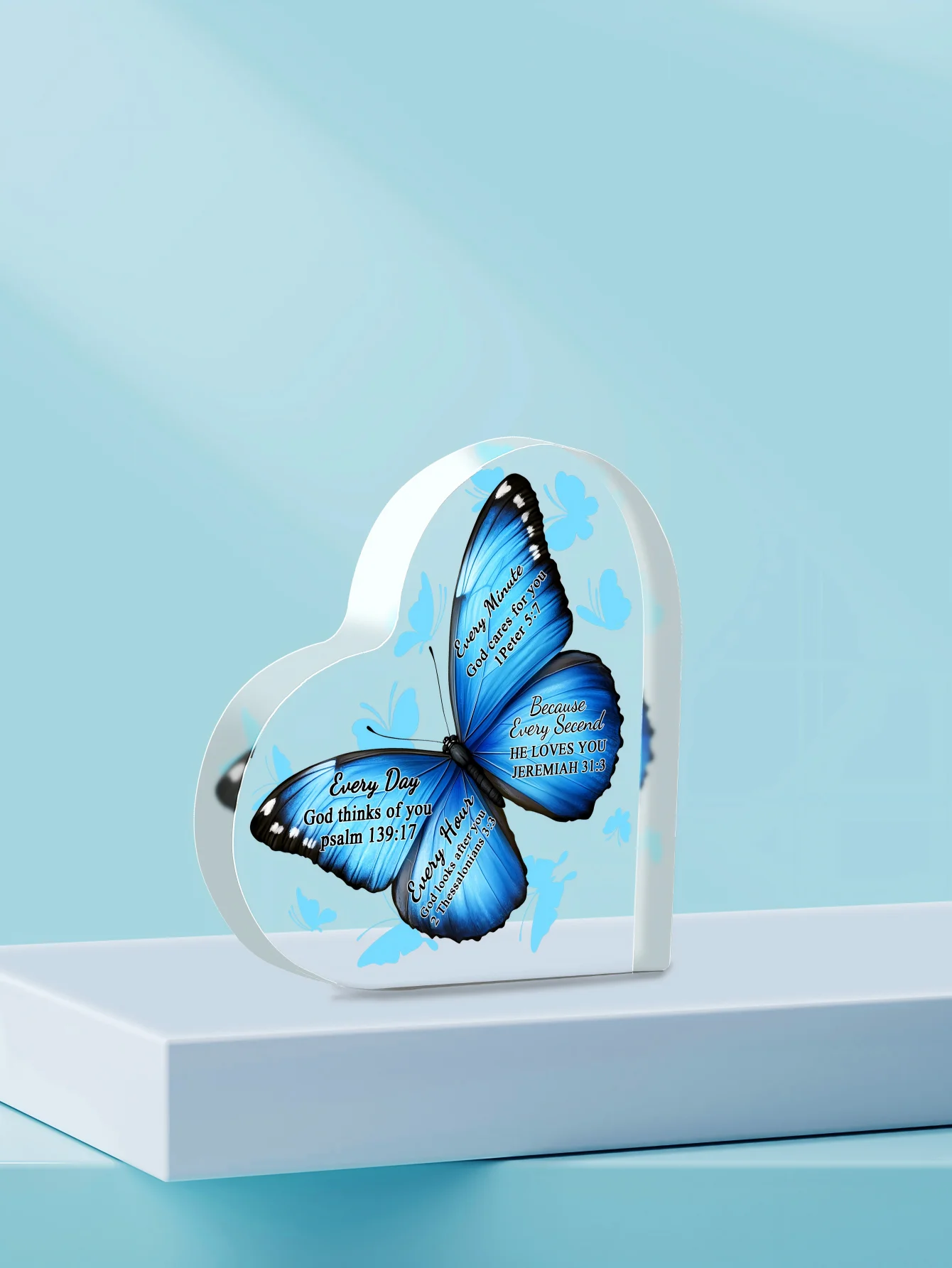 Acrylic blue butterfly decoration, souvenir gift, custom text, special gift. Acrylic print design selection, best friend gift,