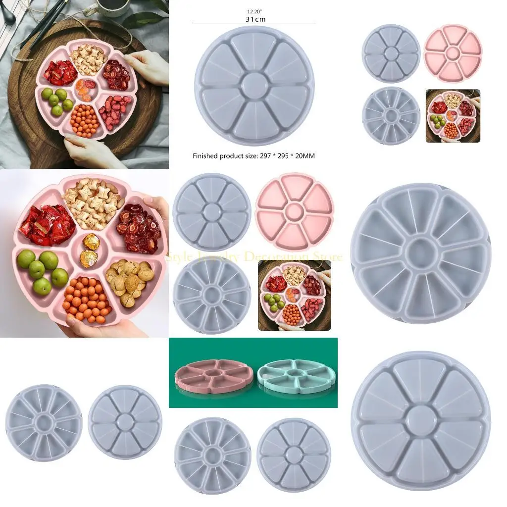 

D46E Handmade Desk Decor Mold Petal Fruit Tray Serving Board Plate Epoxy Resin Mould