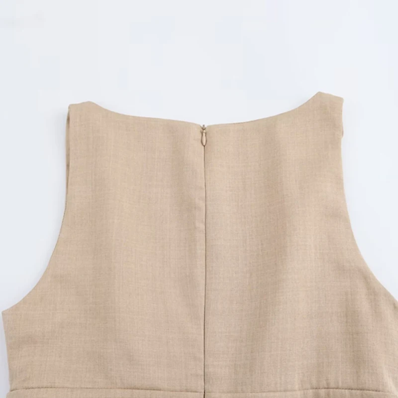 Elegante colete vestido sem mangas feminino casual moda vestidos curto vestido simples arco topos roupas streetwear francês