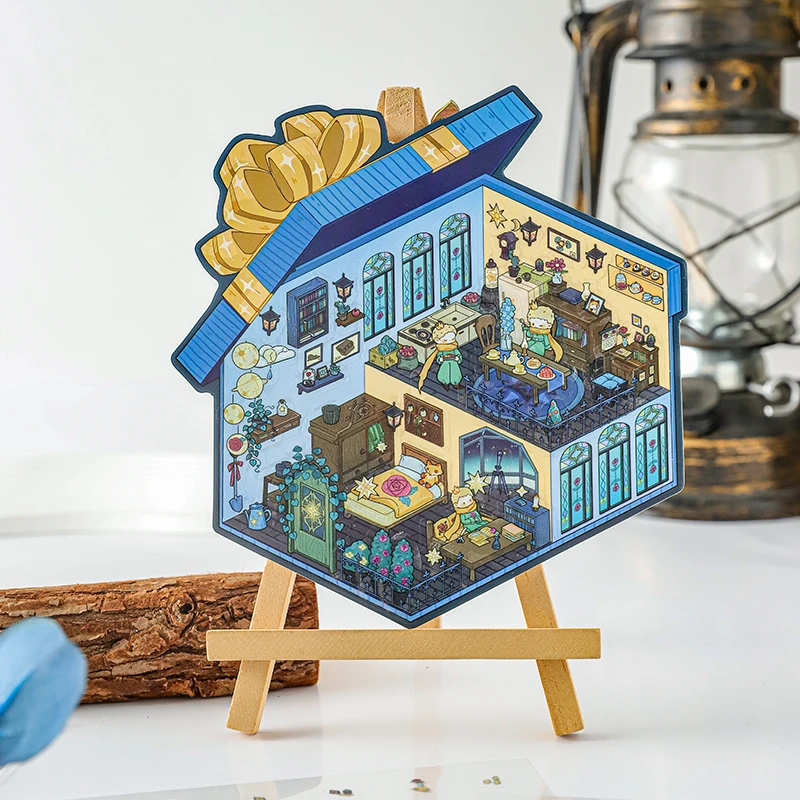 

Desert heritage sites 3D Visual Pocket House Scene Stickers Landscape Stickers Stacking and Pasting DIY Stickers Festival Gifts