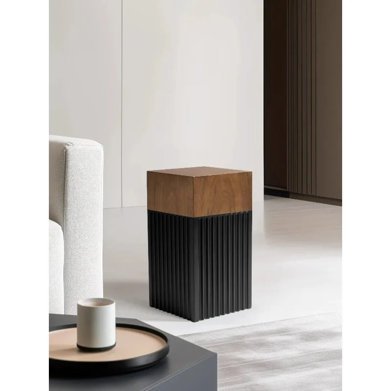 Minimalist Living Room Sofa, Square Wooden Stump Side Table, High-end Solid Wood Table, Artistic Creative Bedside Corner TableN9