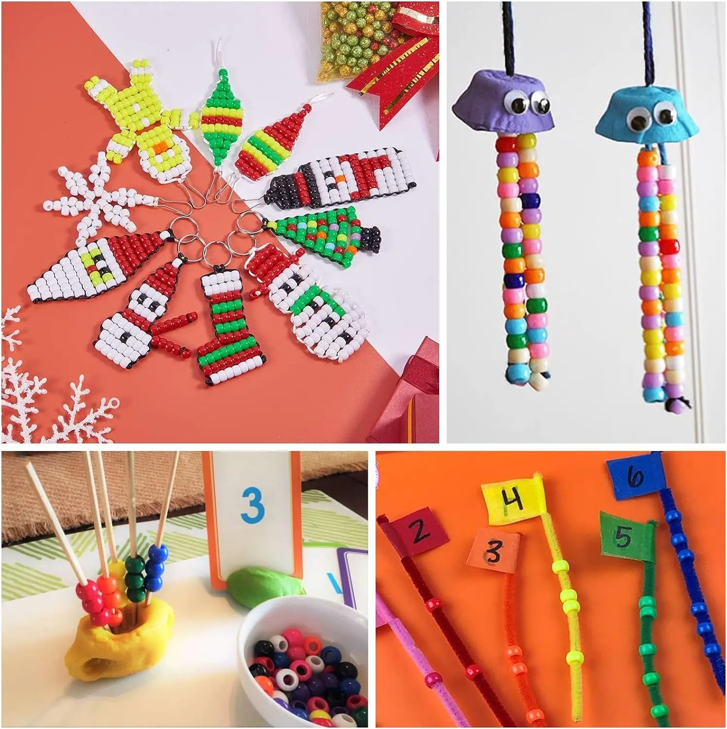 500/1000 Pcs Pony Beads Plastic Beads for DIY Crafts