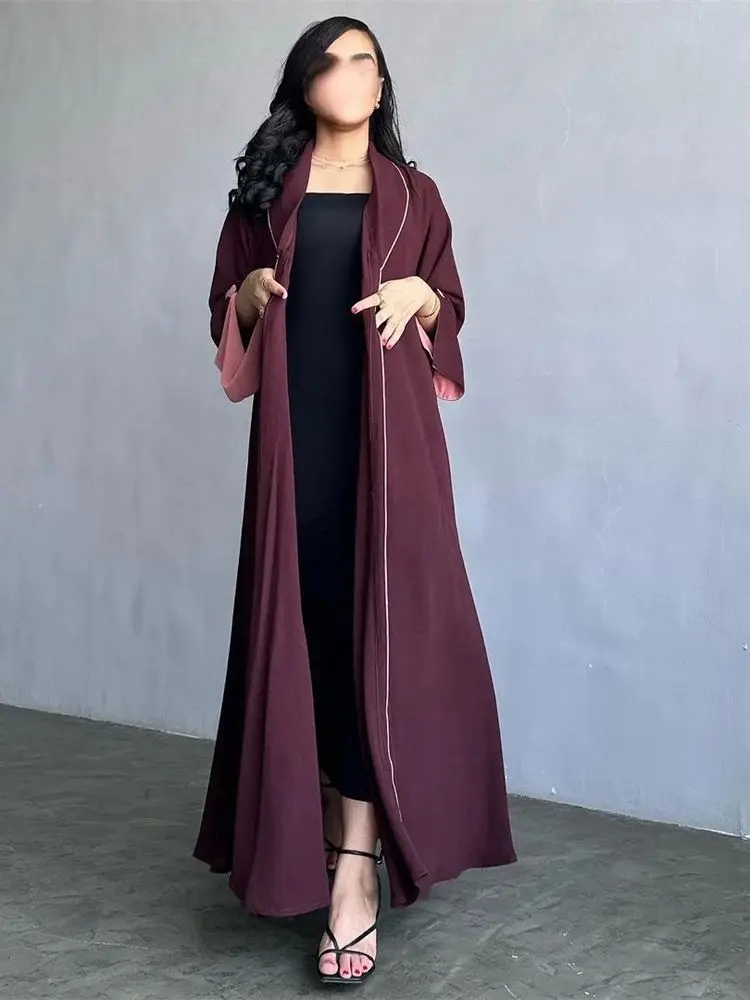 Eid Open Pleated Kimono Abaya Dubai Luxury 2024 Turkey Muslim Modest Dress Kebaya Islam Clothing For Women Robe Femme Musulmane